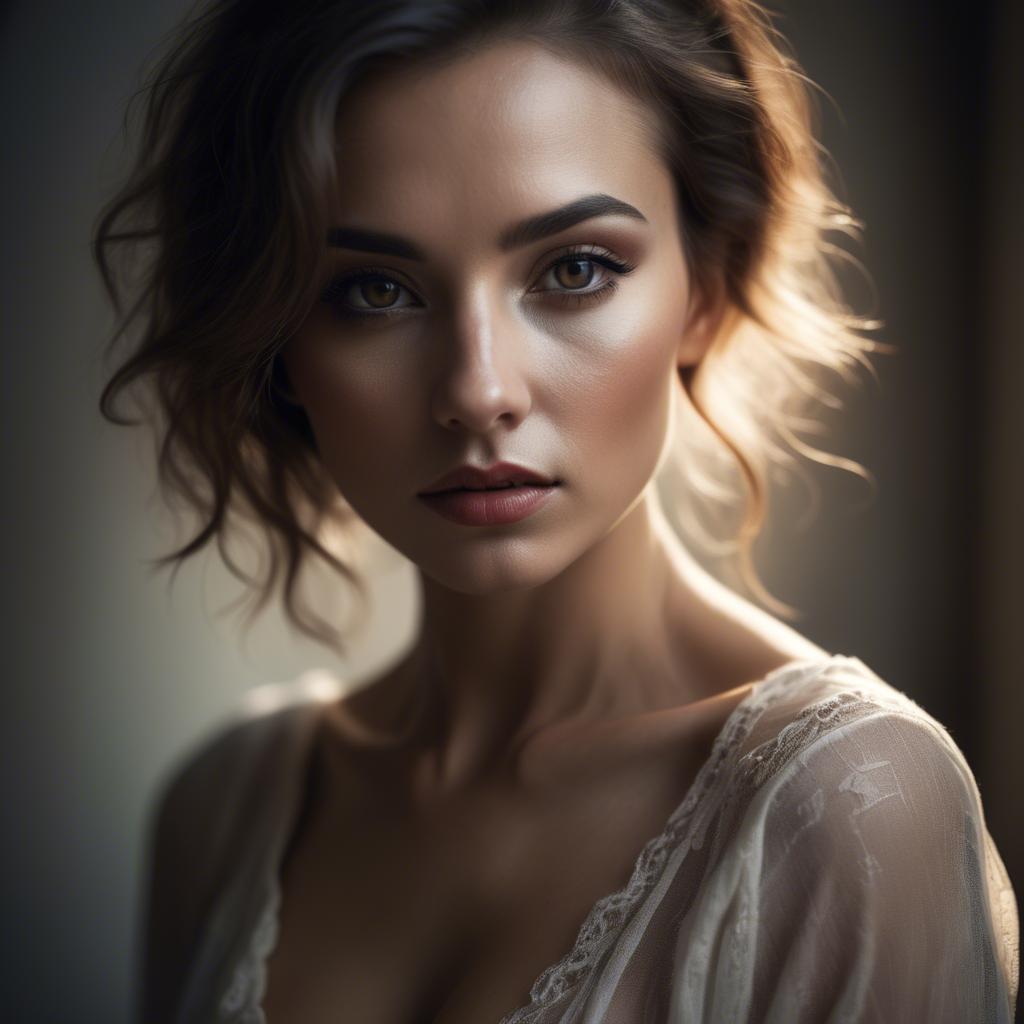 A stunning image of sensual portrait, soft focus and dramatic lighting.