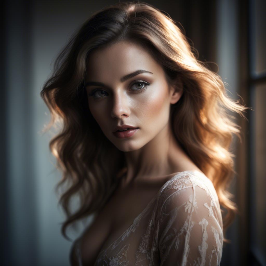A stunning image of sensual portrait, soft focus and dramatic lighting.