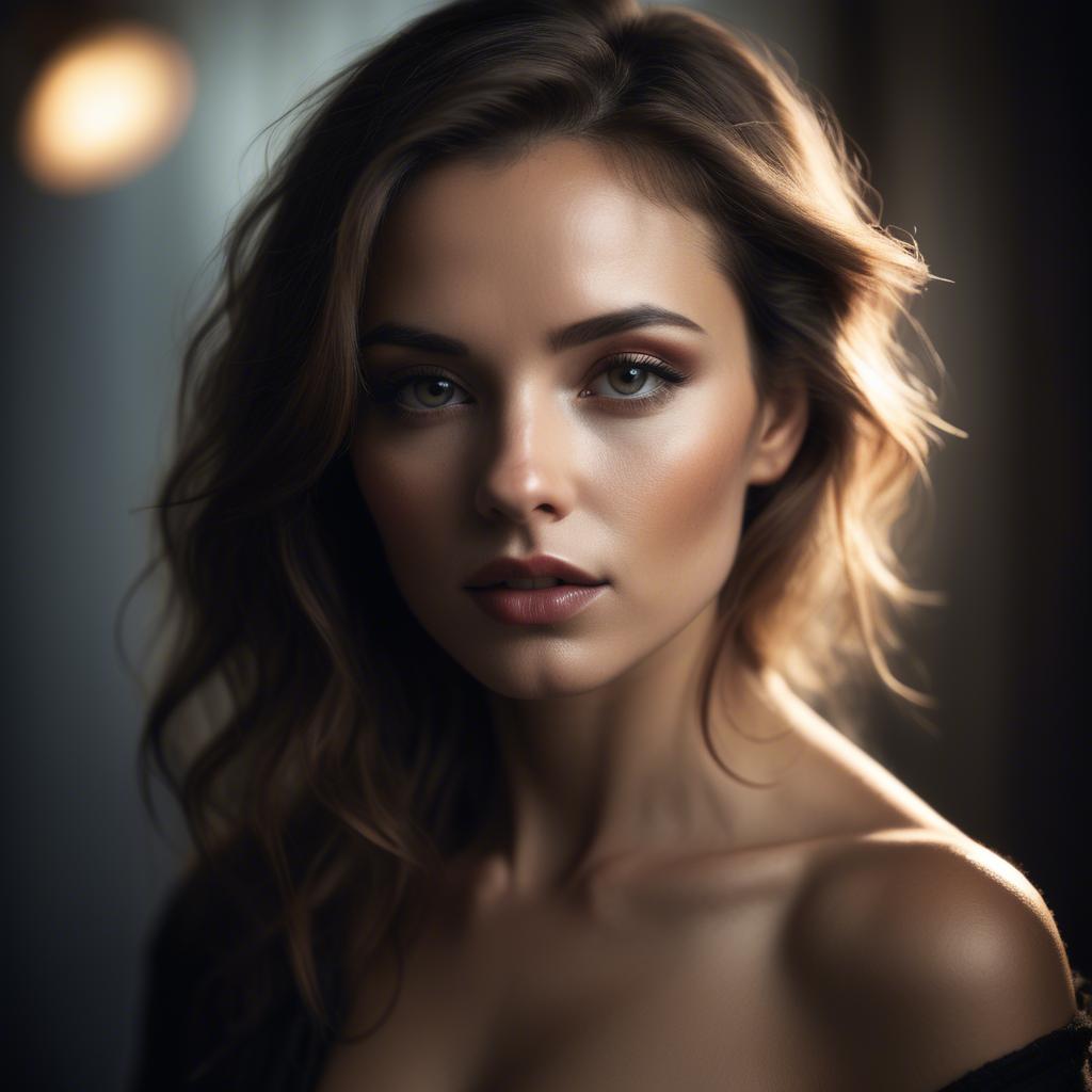 A stunning image of sensual portrait, soft focus and dramatic lighting.