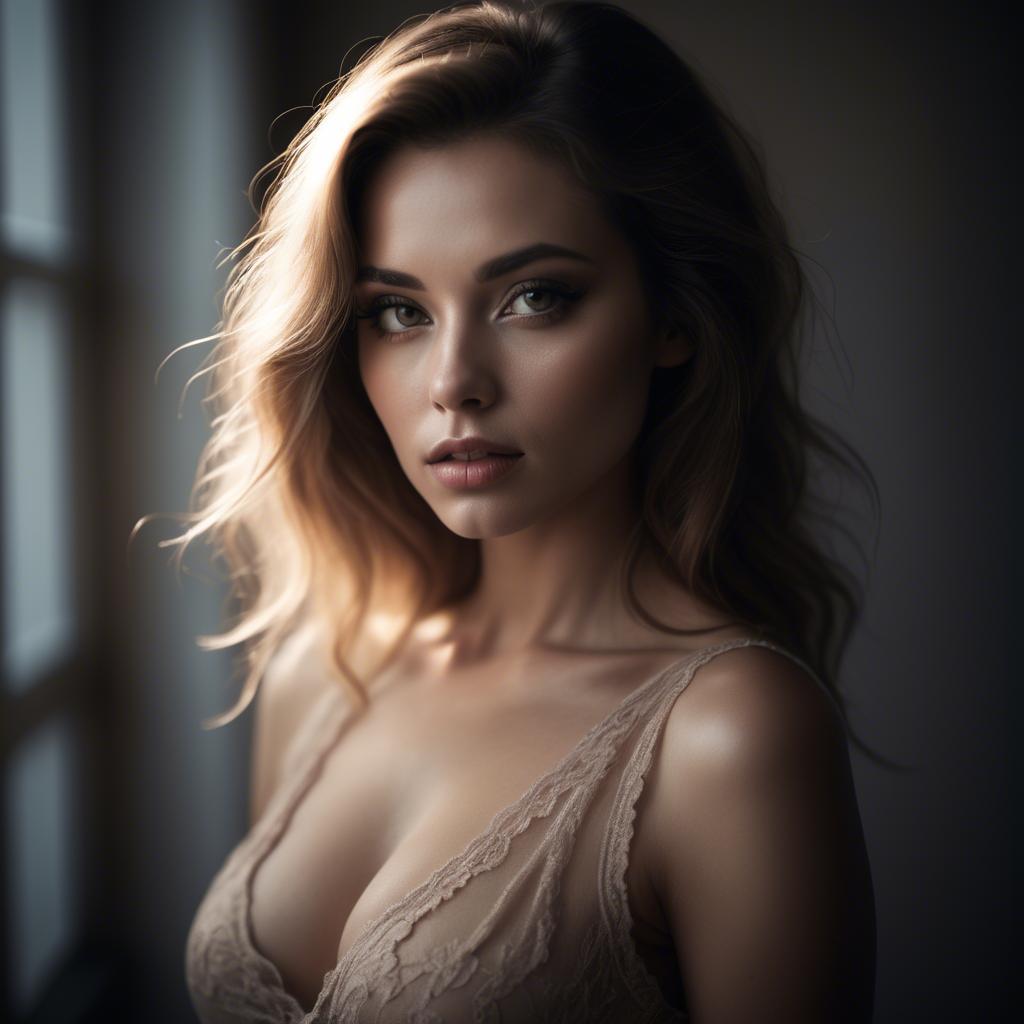 A stunning image of sensual portrait, soft focus and dramatic lighting.