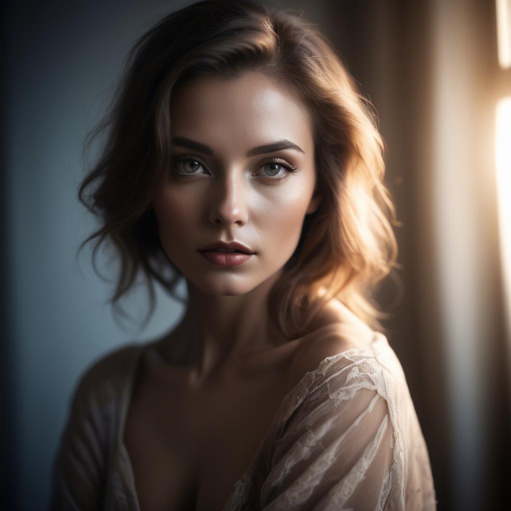 A stunning image of sensual portrait, soft focus and dramatic lighting.