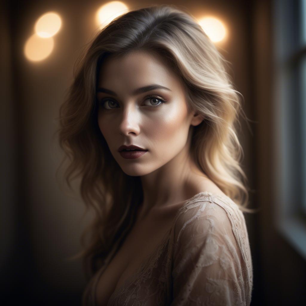 A stunning image of sensual portrait, soft focus and dramatic lighting.