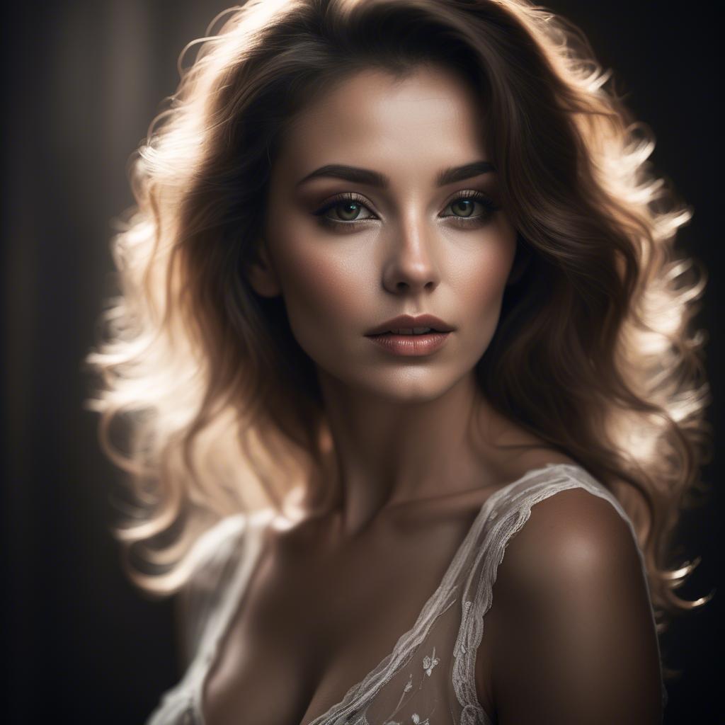 A stunning image of sensual portrait, soft focus and dramatic lighting.