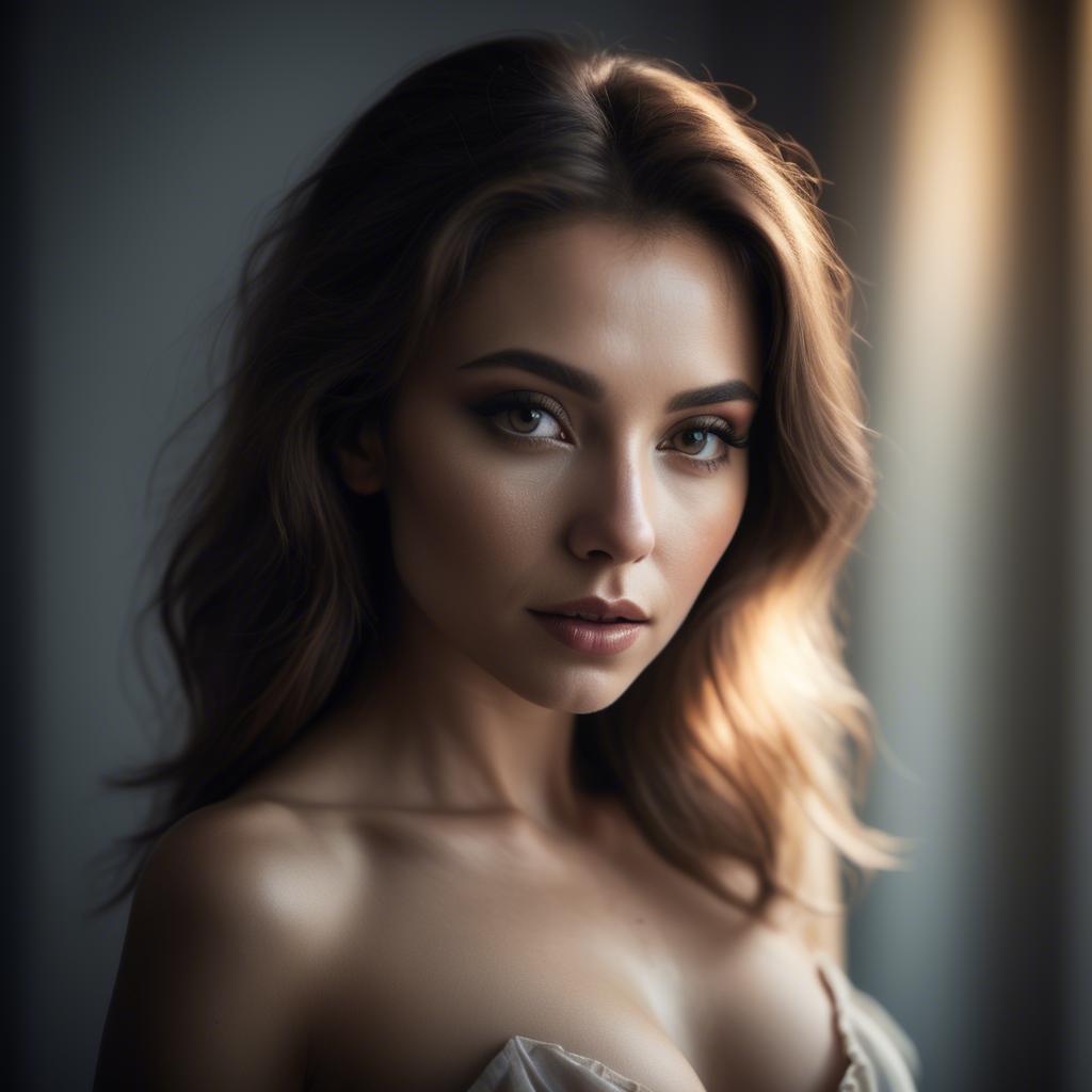 A stunning image of sensual portrait, soft focus and dramatic lighting.