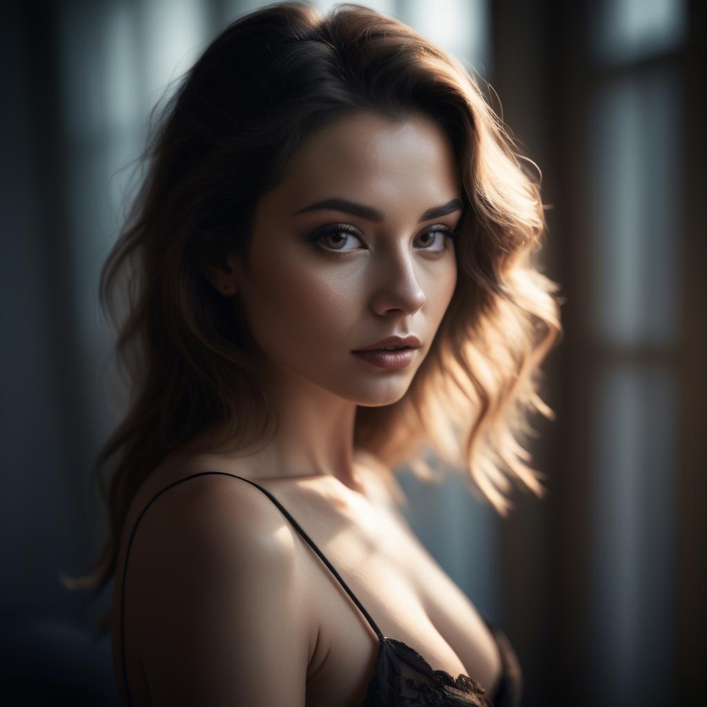 A stunning image of sensual portrait, soft focus and dramatic lighting.