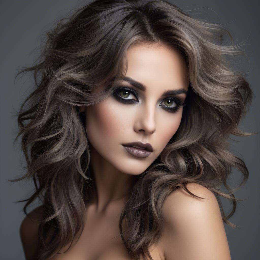 A stunning image of sexy woman with smoky eyes and tousled hair.