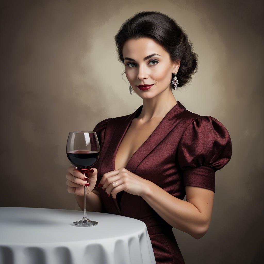 A stunning image of sophisticated lady holding a glass of red wine.