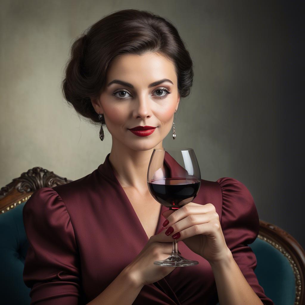 A stunning image of sophisticated lady holding a glass of red wine.