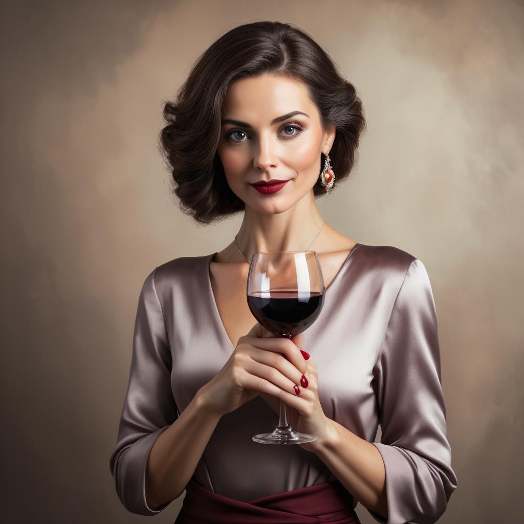 A stunning image of sophisticated lady holding a glass of red wine.