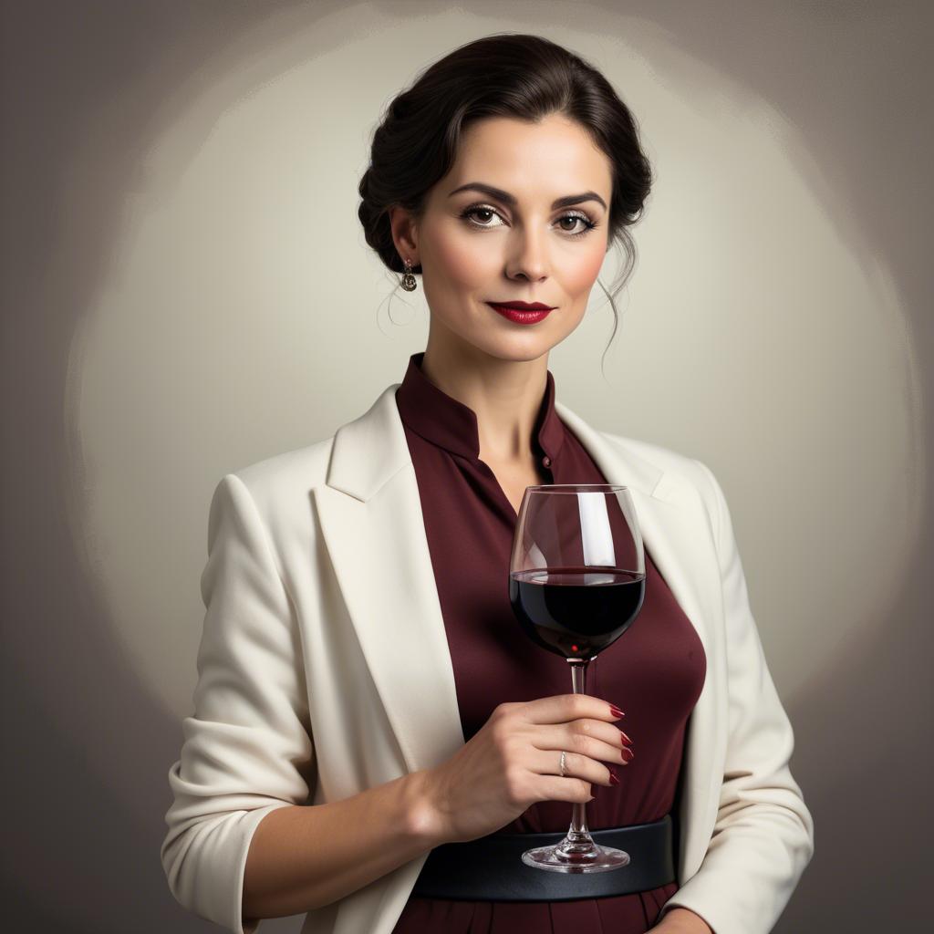 A stunning image of sophisticated lady holding a glass of red wine.