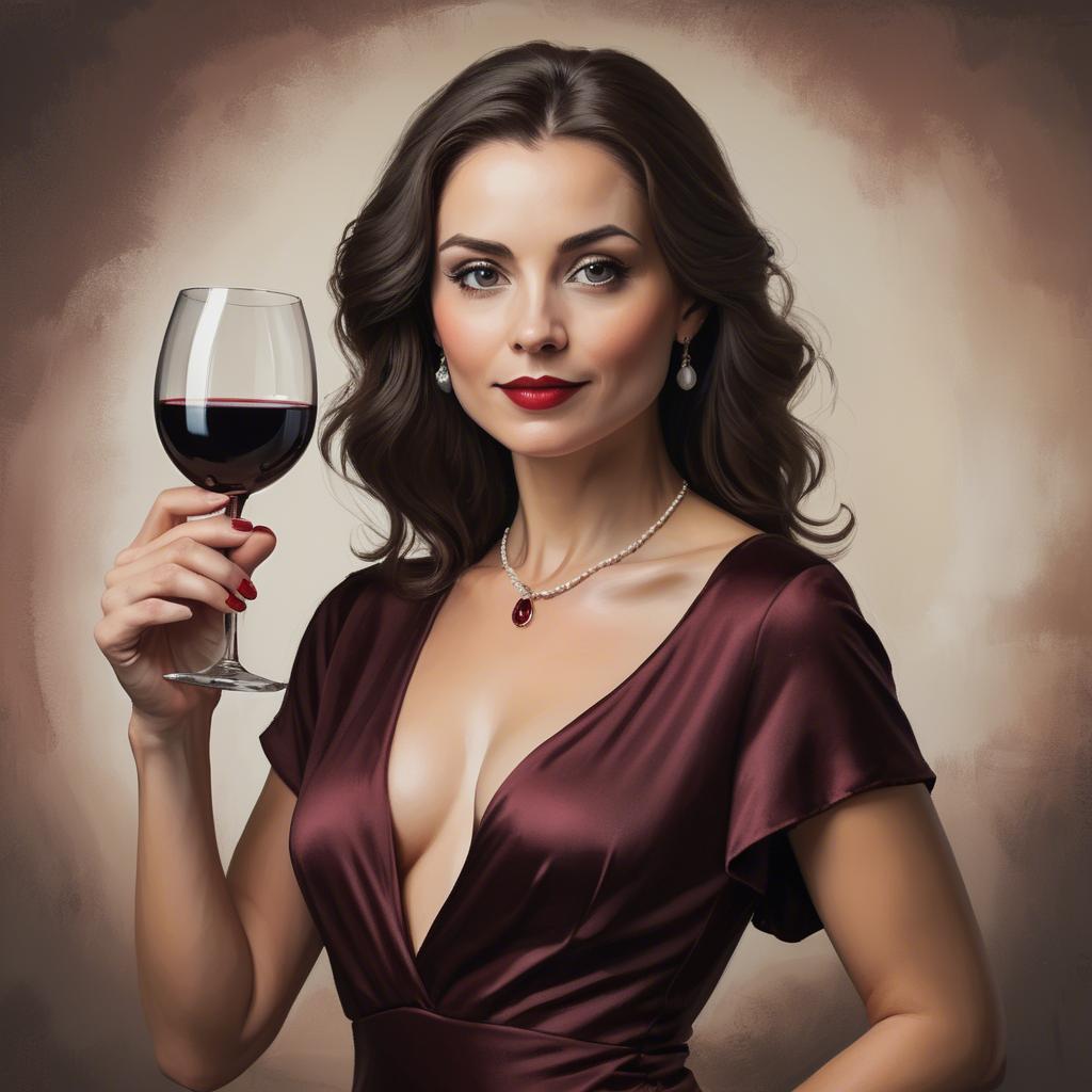 A stunning image of sophisticated lady holding a glass of red wine.