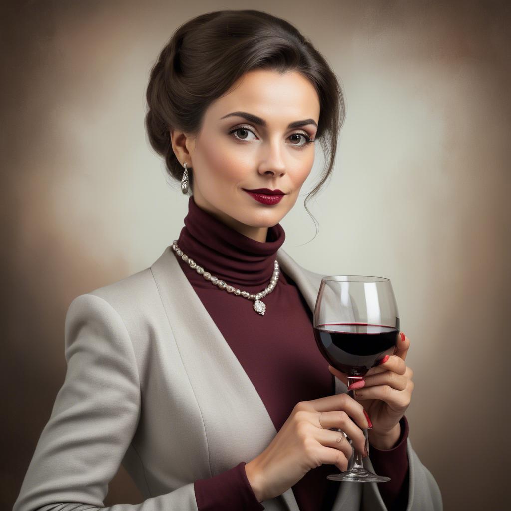 A stunning image of sophisticated lady holding a glass of red wine.