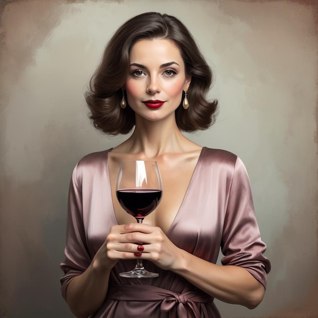 A stunning image of sophisticated lady holding a glass of red wine.