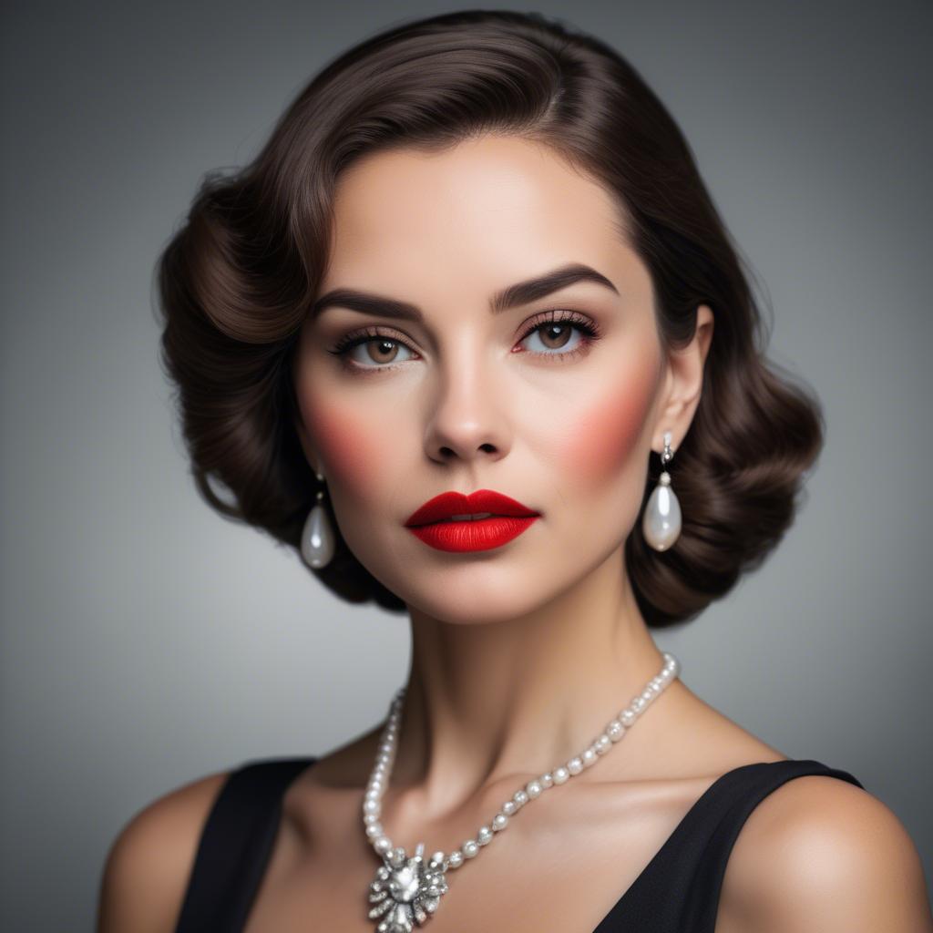 A stunning image of sophisticated lady with red lips and a confident gaze.