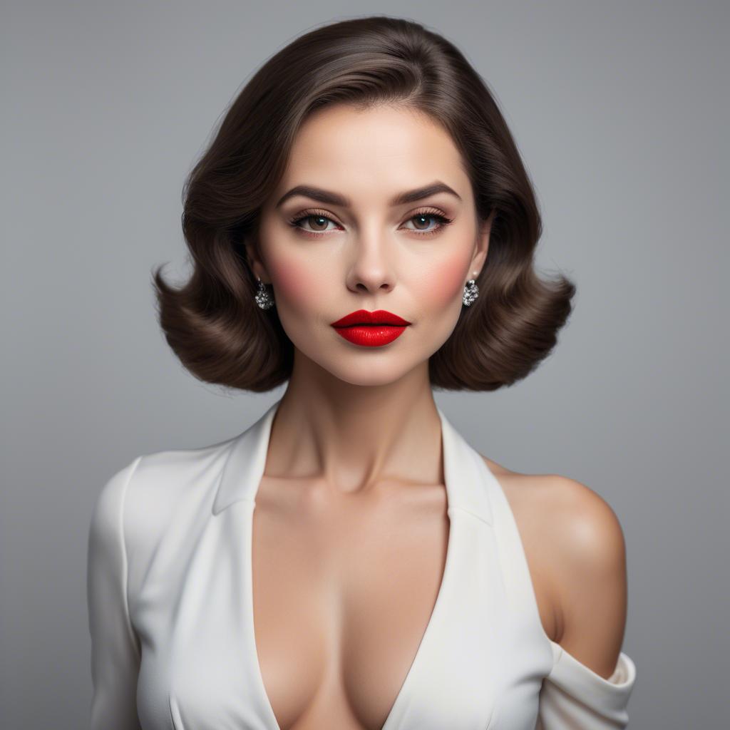 A stunning image of sophisticated lady with red lips and a confident gaze.