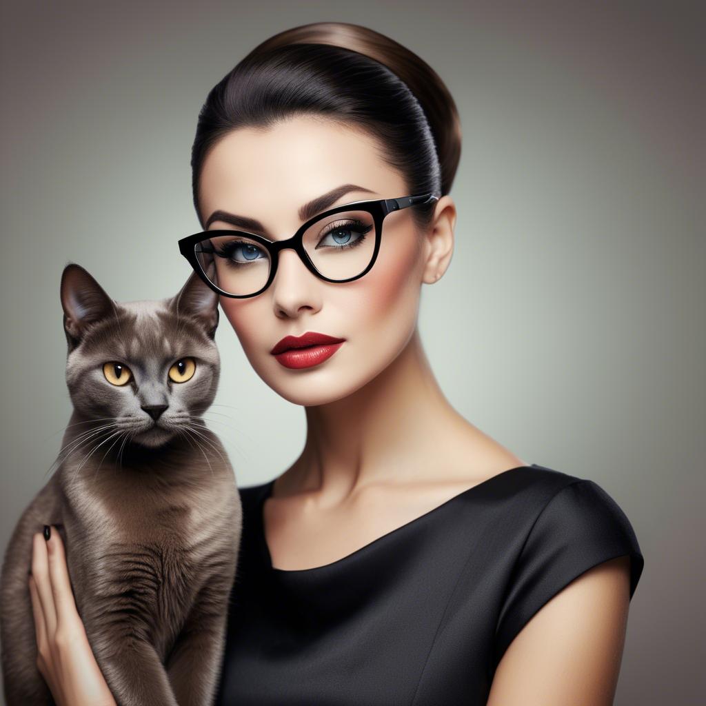 A stunning image of sophisticated lady with sleek hair and cat-eye glasses.
