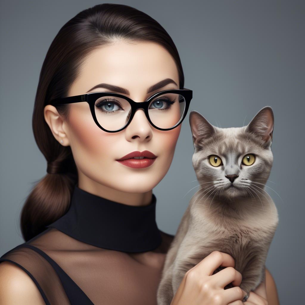 A stunning image of sophisticated lady with sleek hair and cat-eye glasses.