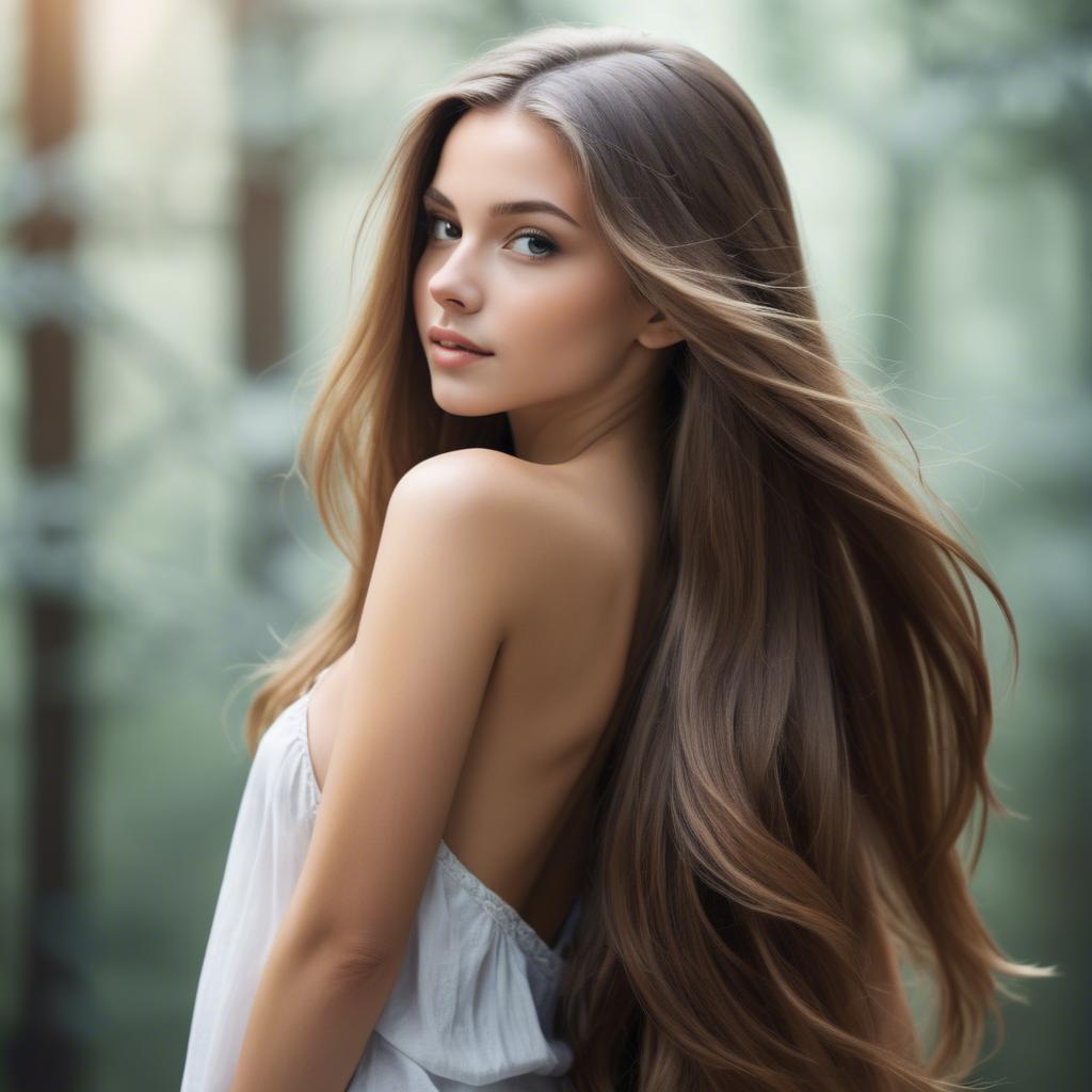 A stunning image of stunning girl with long hair cascading over her shoulders.