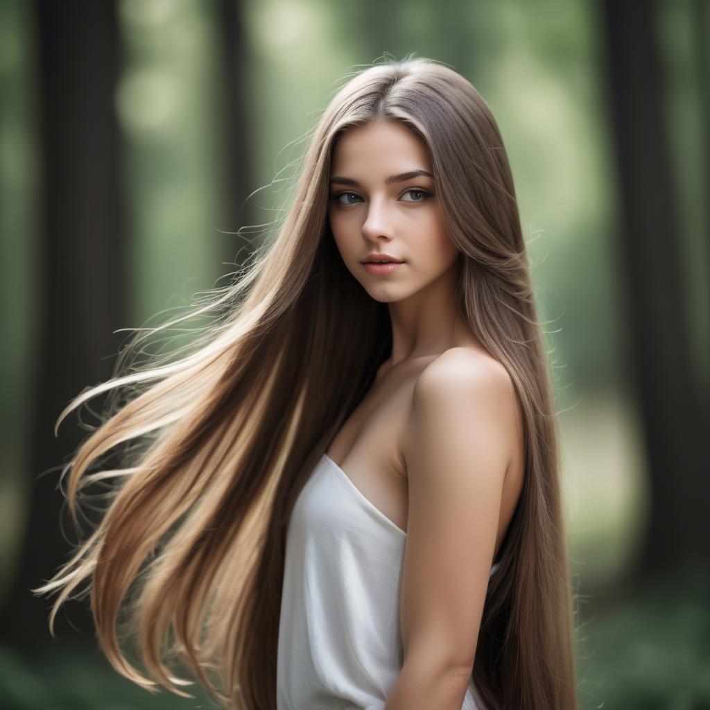 A stunning image of stunning girl with long hair cascading over her shoulders.