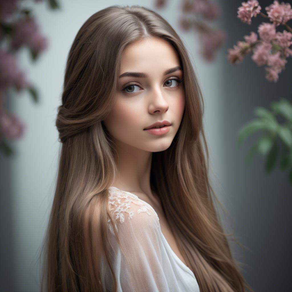 A stunning image of stunning girl with long hair cascading over her shoulders.