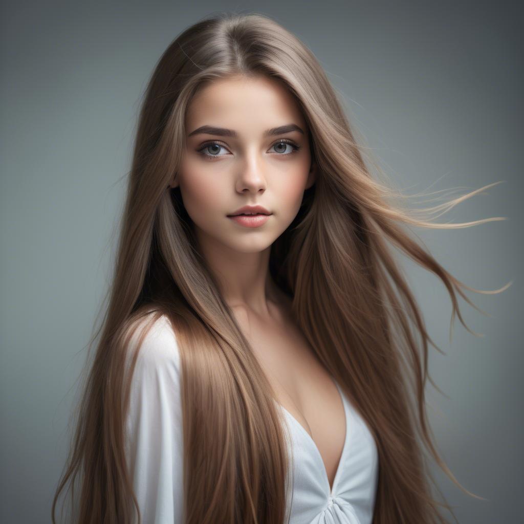 A stunning image of stunning girl with long hair cascading over her shoulders.