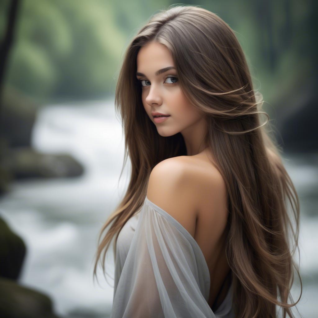 A stunning image of stunning girl with long hair cascading over her shoulders.