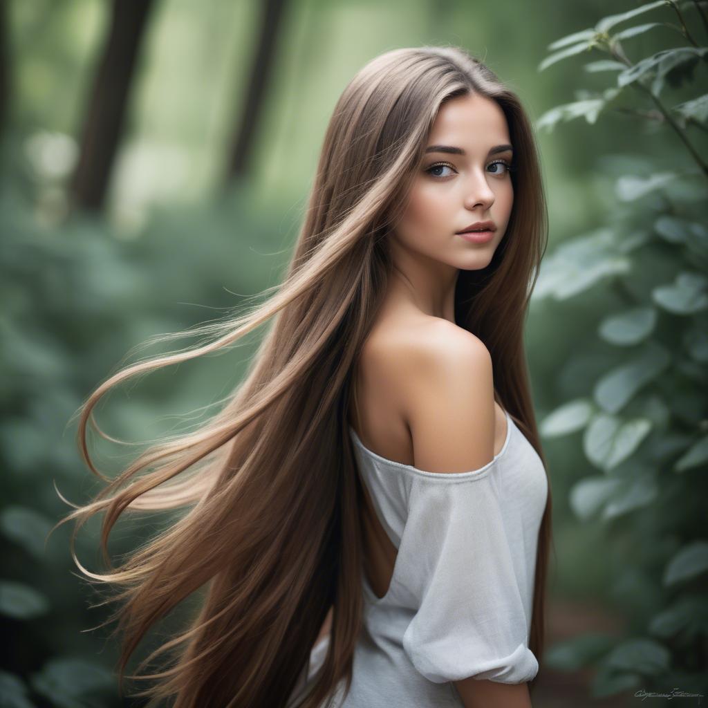 A stunning image of stunning girl with long hair cascading over her shoulders.