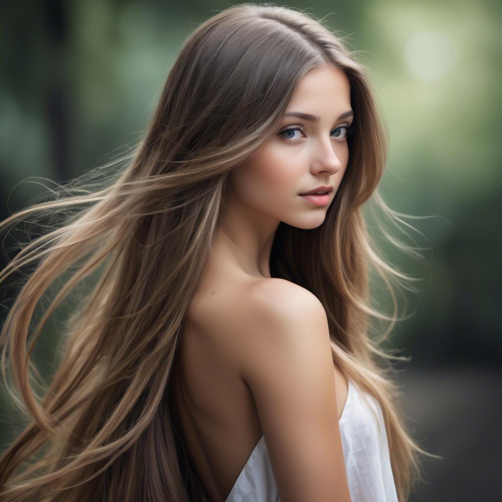 A stunning image of stunning girl with long hair cascading over her shoulders.