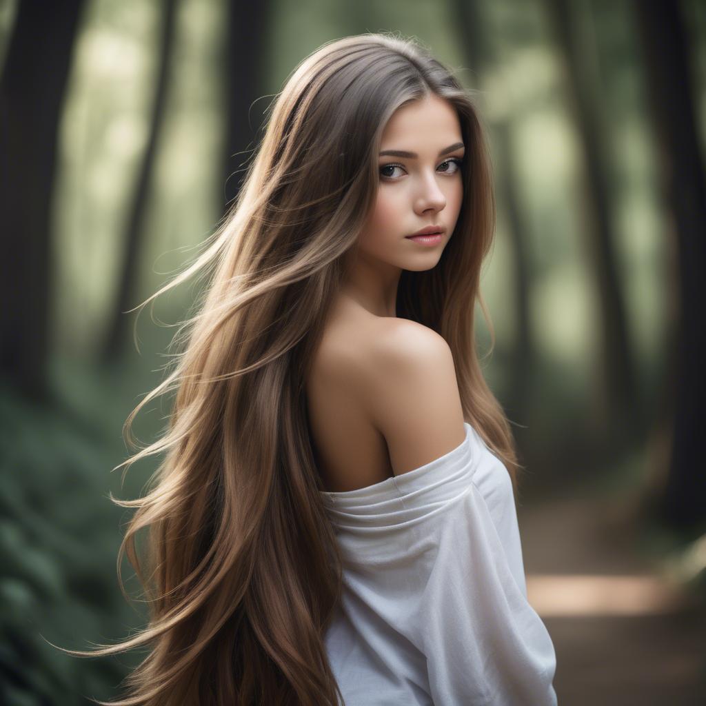 A stunning image of stunning girl with long hair cascading over her shoulders.