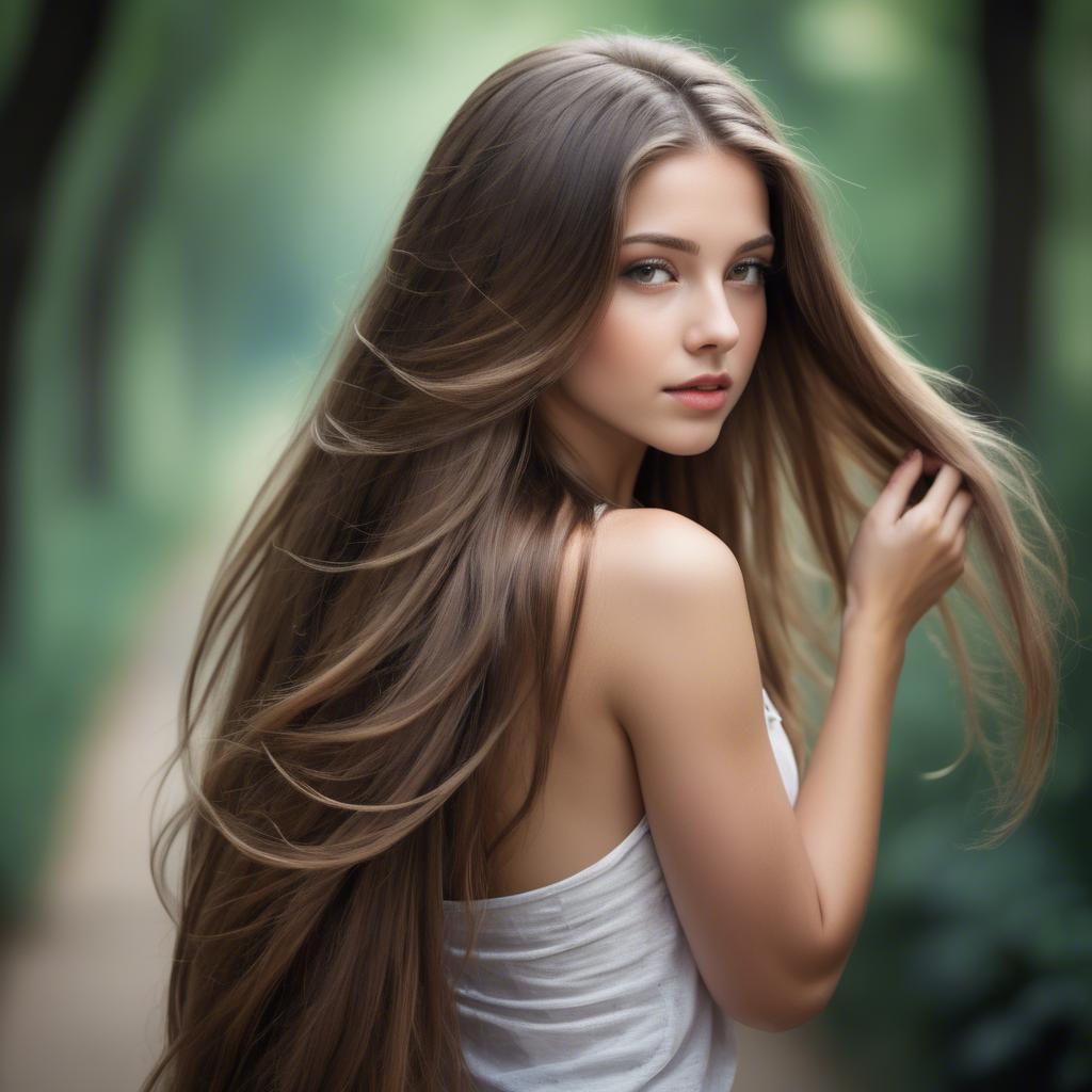 A stunning image of stunning girl with long hair cascading over her shoulders.