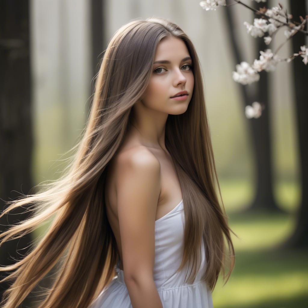 A stunning image of stunning girl with long hair cascading over her shoulders.