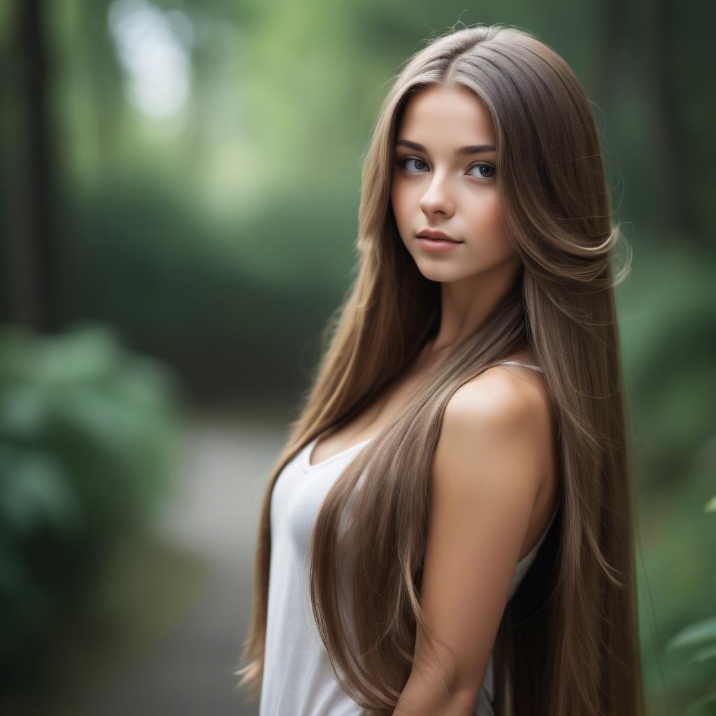 A stunning image of stunning girl with long hair cascading over her shoulders.