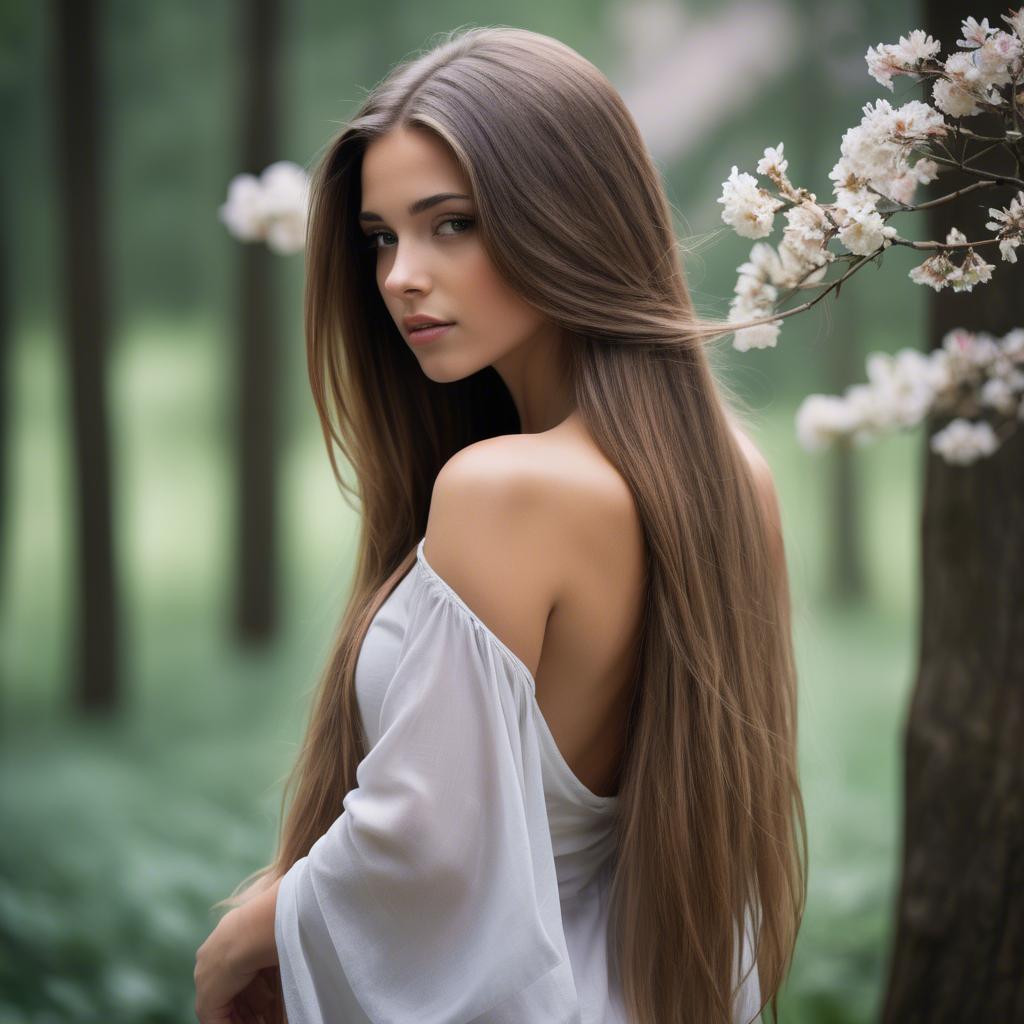 A stunning image of stunning girl with long hair cascading over her shoulders.