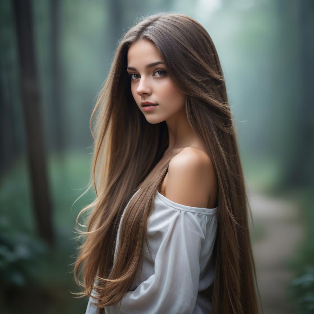 A stunning image of stunning girl with long hair cascading over her shoulders.