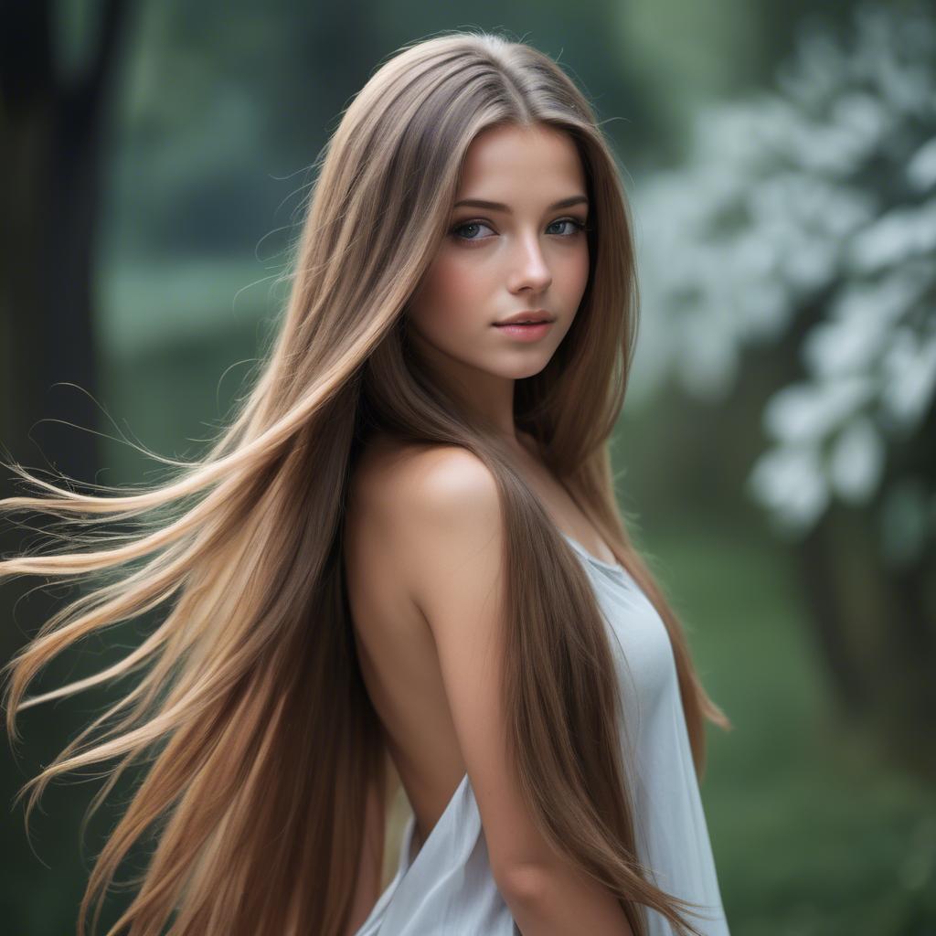 A stunning image of stunning girl with long hair cascading over her shoulders.