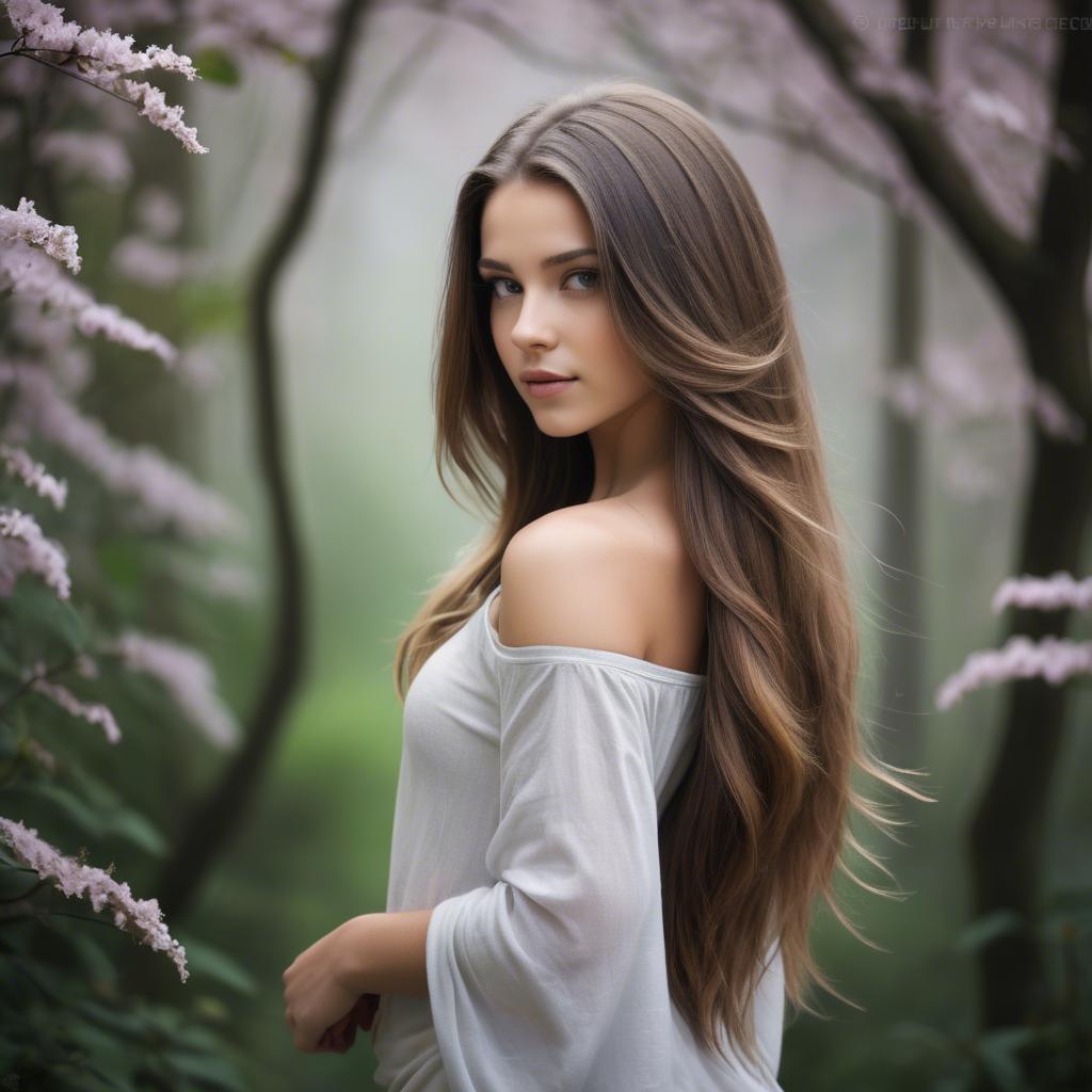 A stunning image of stunning girl with long hair cascading over her shoulders.