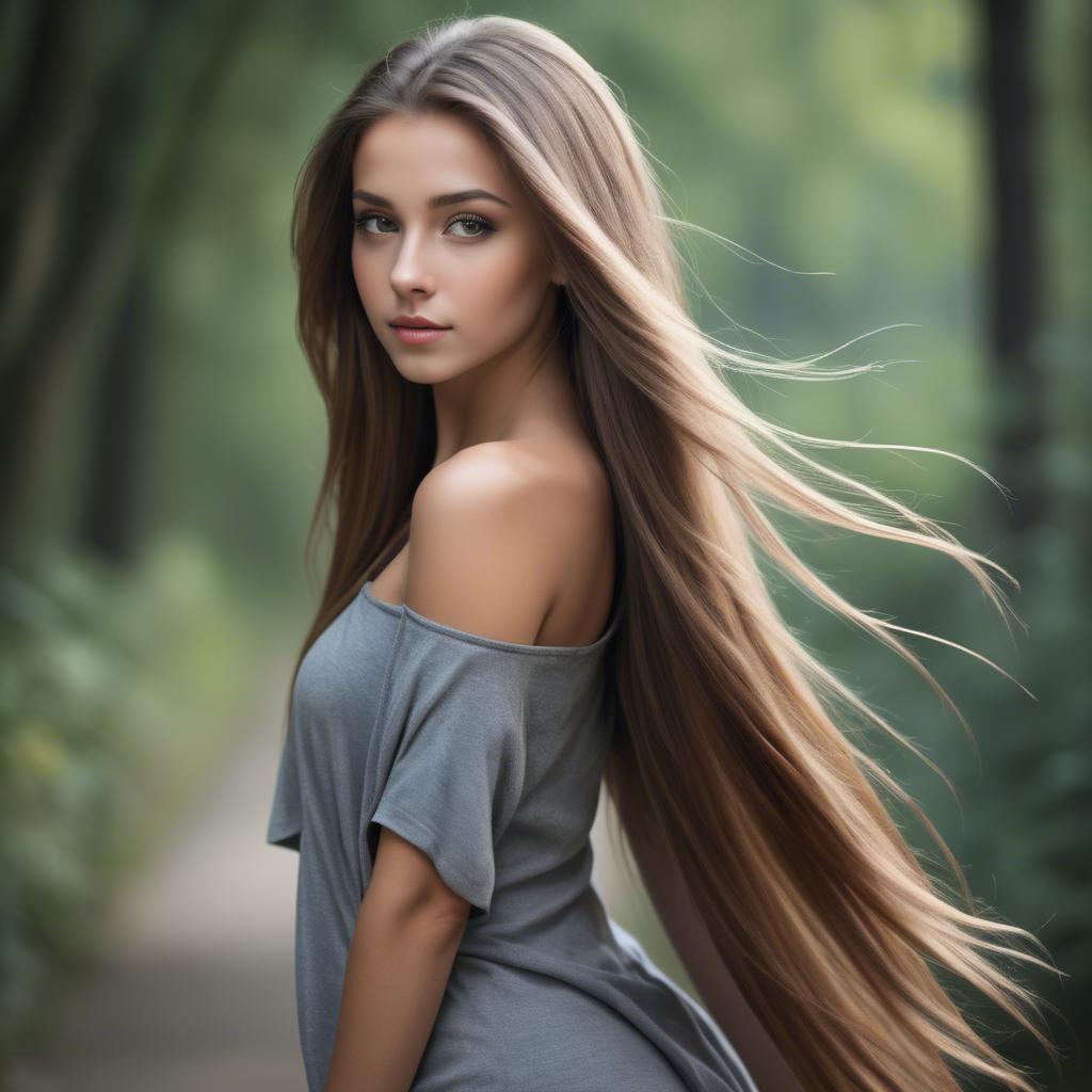 A stunning image of stunning girl with long hair cascading over her shoulders.