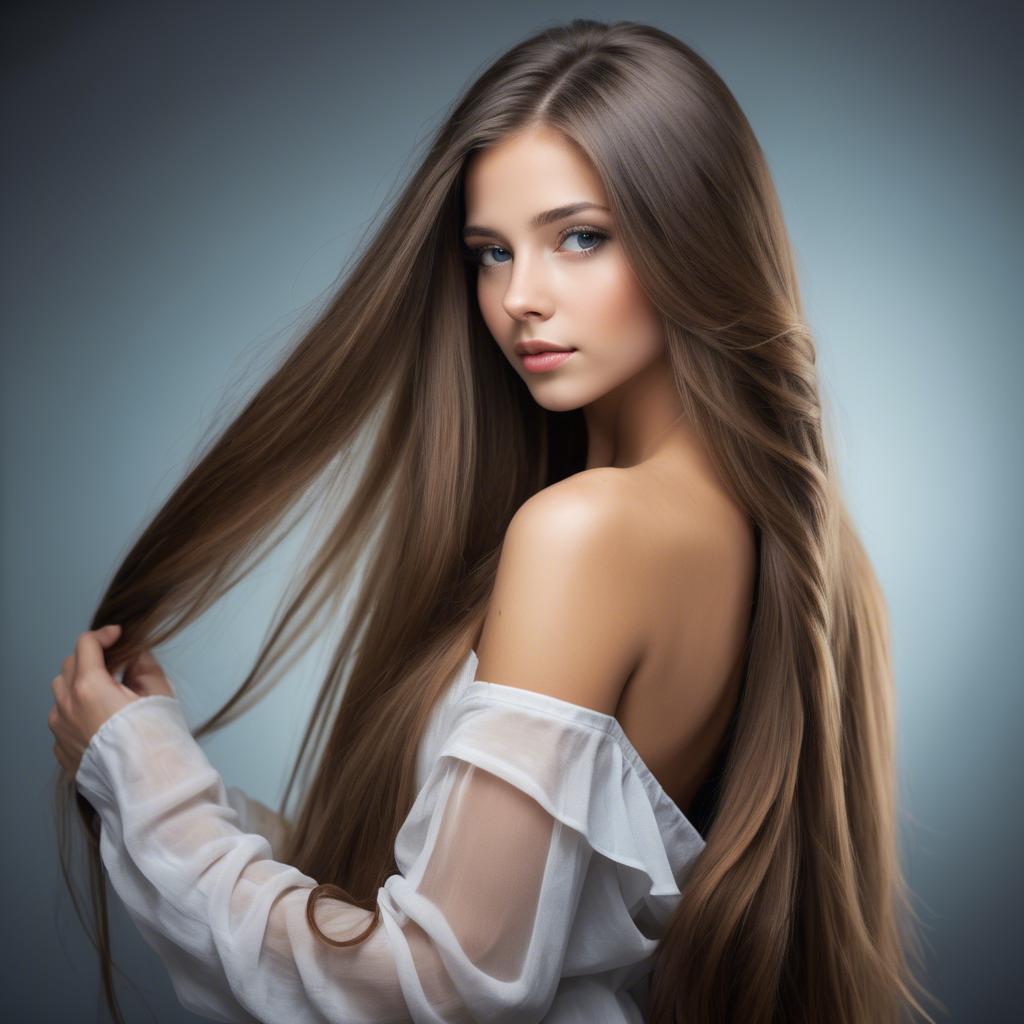 A stunning image of stunning girl with long hair cascading over her shoulders.