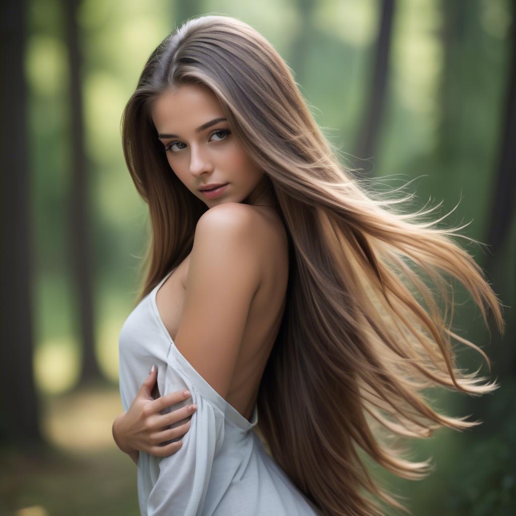 A stunning image of stunning girl with long hair cascading over her shoulders.