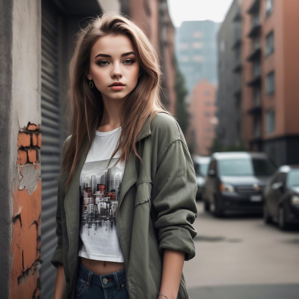A stunning image of stylish girl with urban scenery.