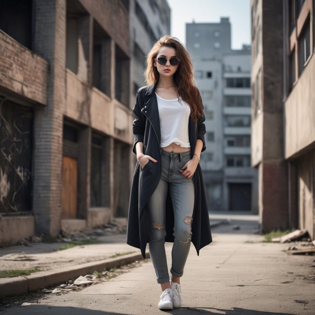 A stunning image of stylish girl with urban scenery.