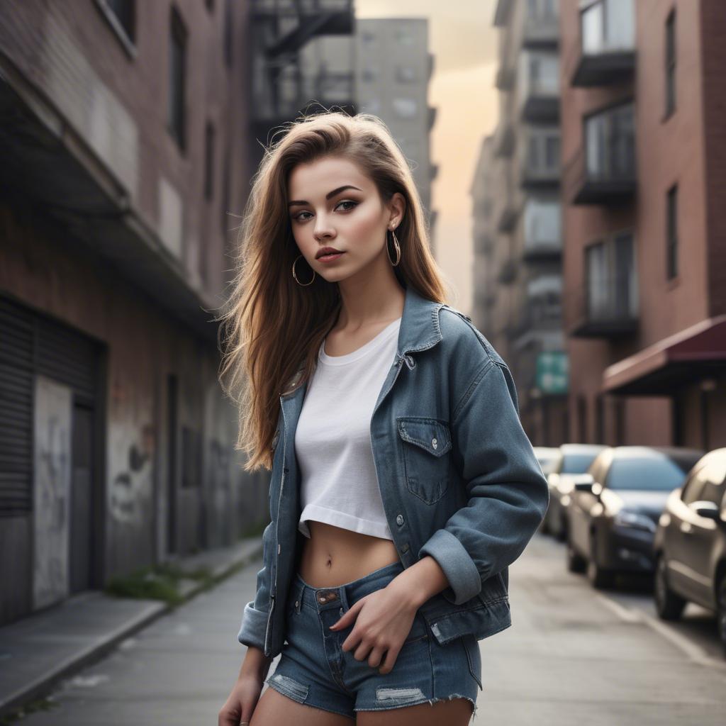 A stunning image of stylish girl with urban scenery.