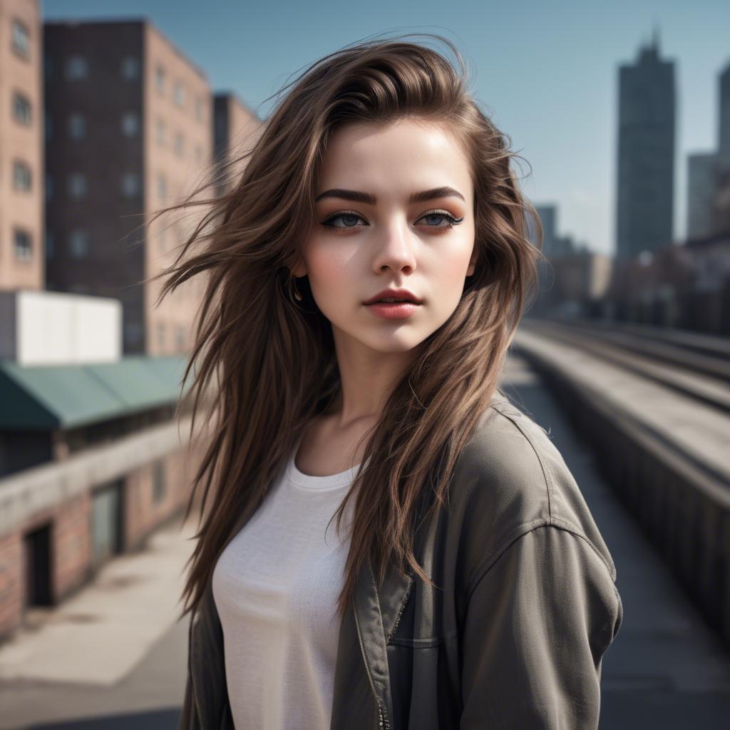 A stunning image of stylish girl with urban scenery.