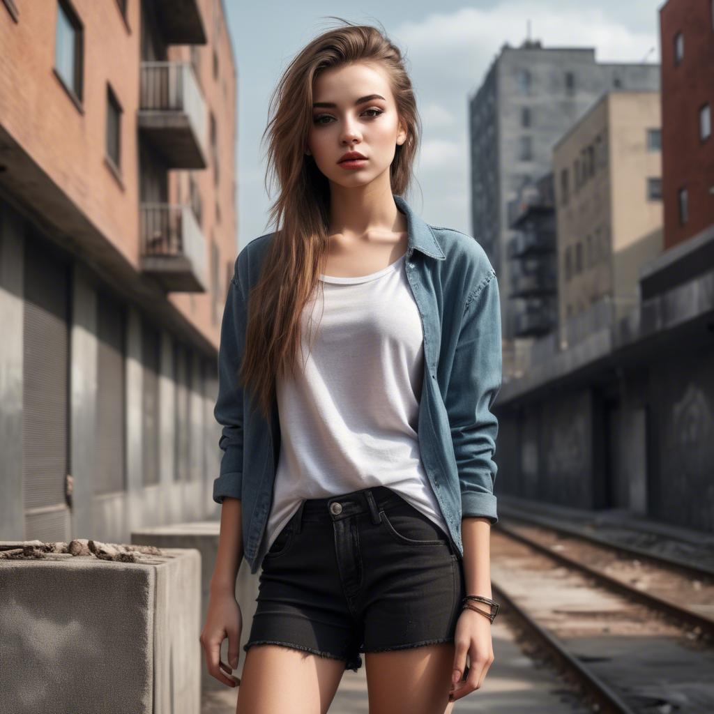 A stunning image of stylish girl with urban scenery.
