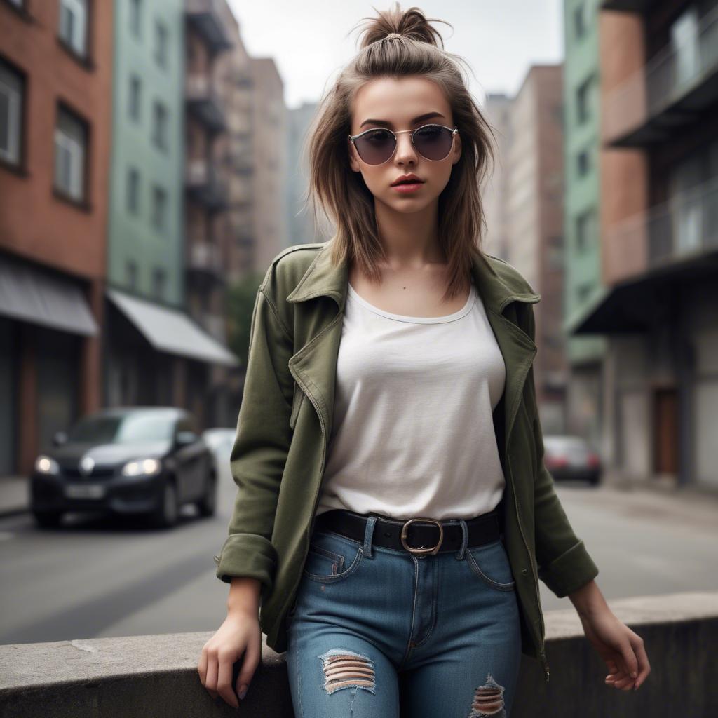 A stunning image of stylish girl with urban scenery.