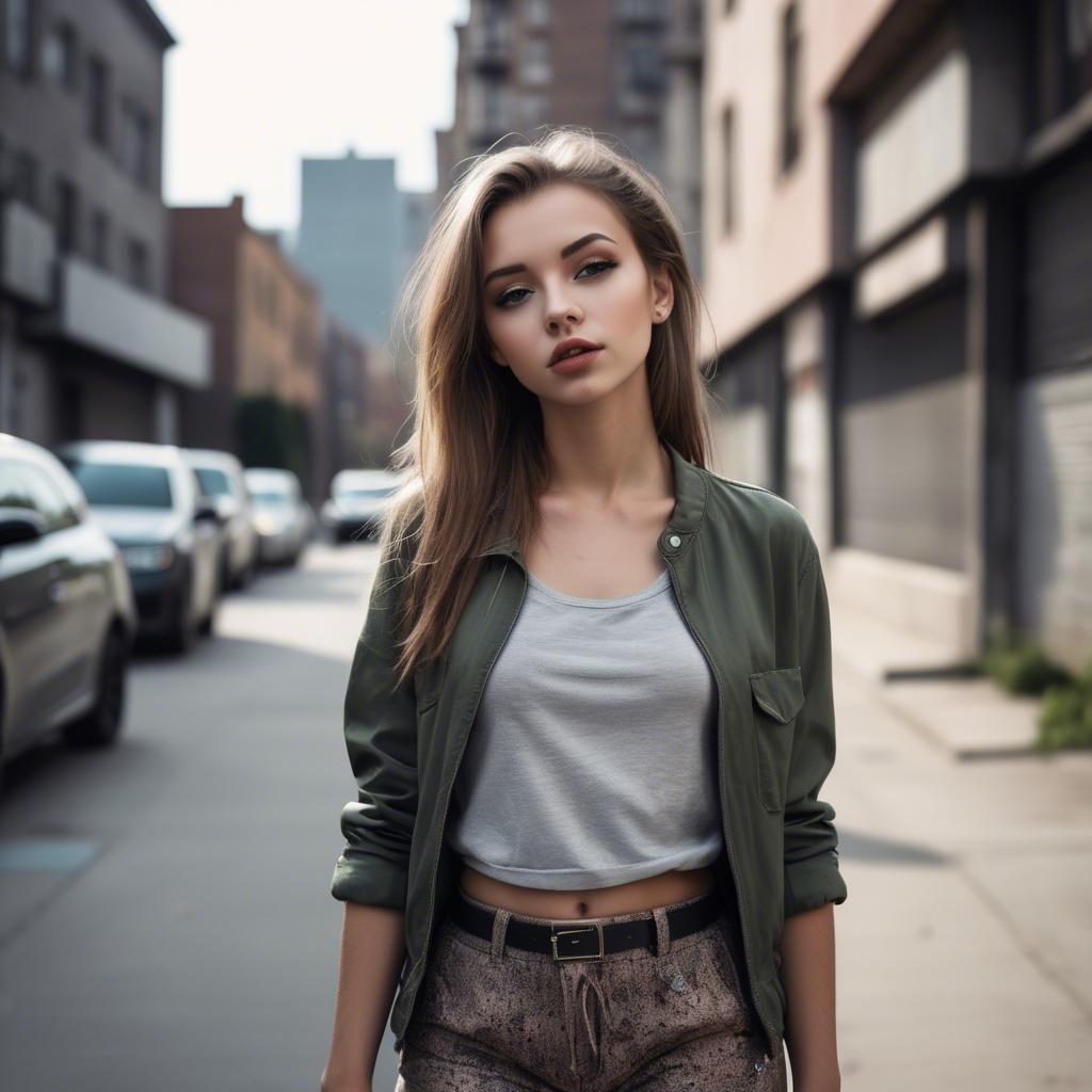 A stunning image of stylish girl with urban scenery.