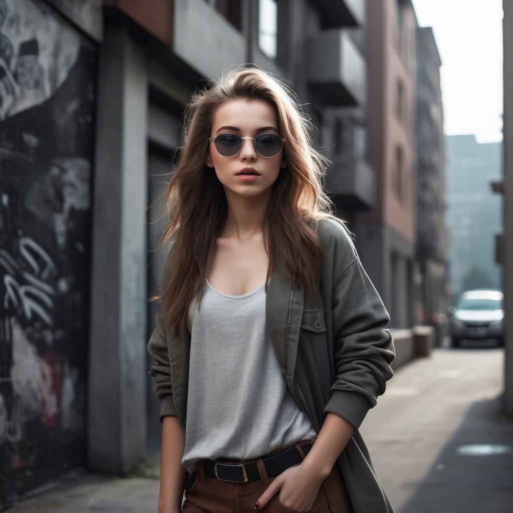 A stunning image of stylish girl with urban scenery.