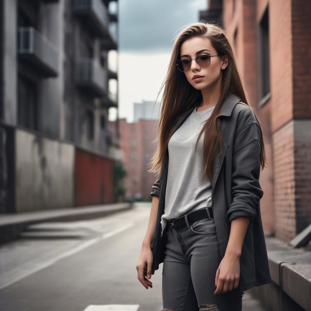 A stunning image of stylish girl with urban scenery.