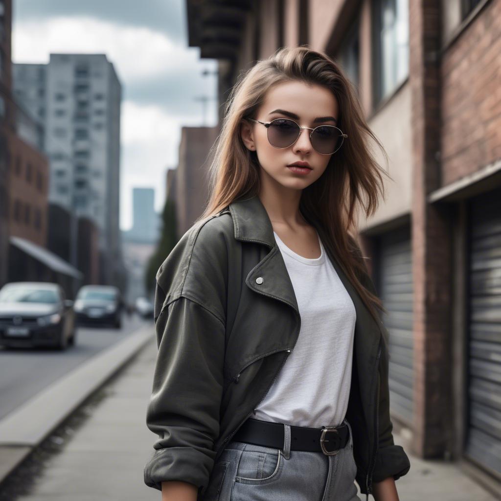 A stunning image of stylish girl with urban scenery.