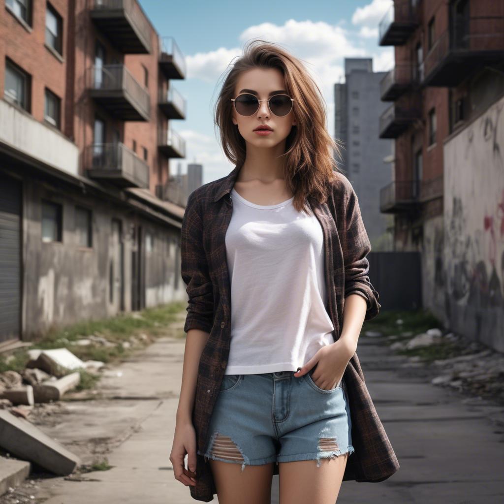 A stunning image of stylish girl with urban scenery.